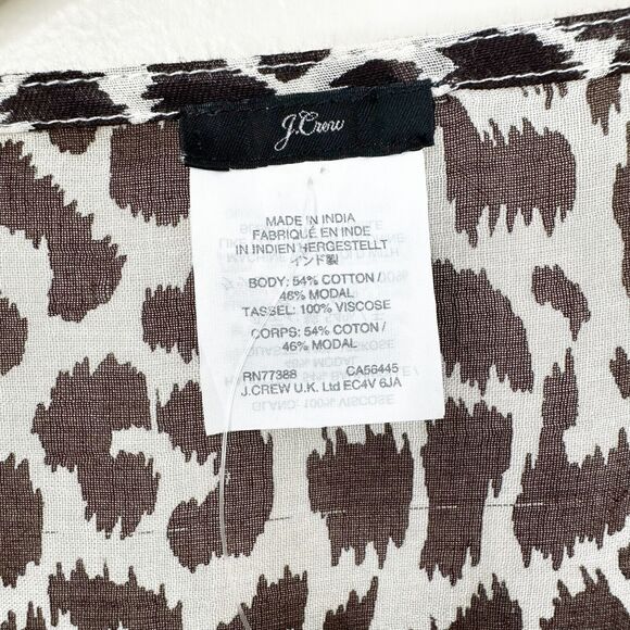 NEW J. Crew Swim Coverup Size M/L Leopard Print Beach Poncho Tassels L9713 - Picture 9 of 11